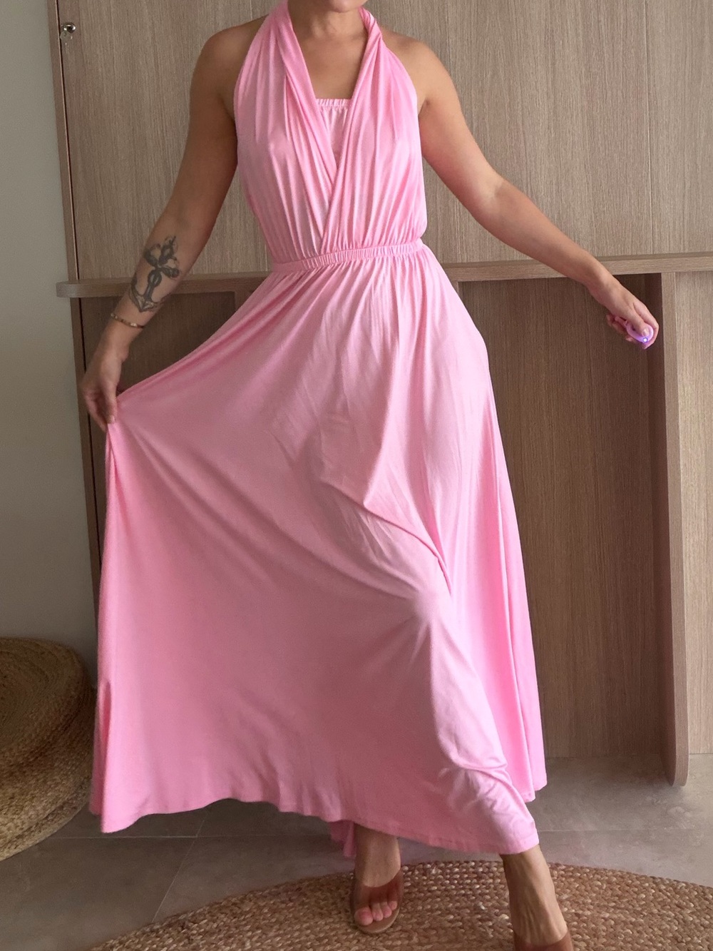 Pink Halter Maxi Dress - Elegant Summer Style
